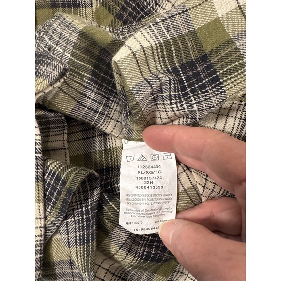 Wrangler Men's Green Plaid Flannel Shirt Button Up L/S XL U1 - Picture 6 of 6